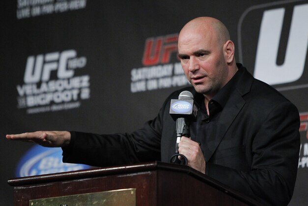May 25, 2013; Las Vegas, NV, USA; UFC president Dana White speaks to media following UFC 160 at the MGM Grand Garden Arena. Mandatory Credit: Gary A. Vasquez-USA TODAY Sports May 25, 2013; Las Vegas, NV, USA; UFC president Dana White speaks to media following UFC 160 at the MGM Grand Garden Arena. Mandatory Credit: Gary A. Vasquez-USA TODAY Sports