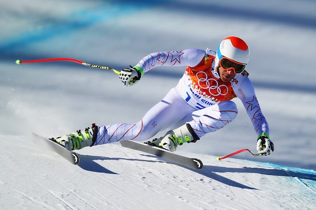 SOCHI, RUSSIA - FEBRUARY 08:  Bode Miller of the United States skis during training for the Alpine Skiing Men's Downhill during the Sochi 2014 Winter Olympics at Rosa Khutor Alpine Center on February 8, 2014 in Sochi, Russia.  (Photo by Clive Rose/Getty Images)