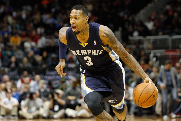 Feb 8, 2014; Atlanta, GA, USA; Memphis Grizzlies power forward James Johnson (3) drives to the basket against the Atlanta Hawks in the second quarter at Philips Arena. Mandatory Credit: Brett Davis-USA TODAY Sports