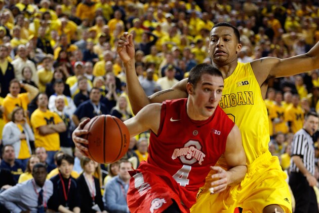 ANN ARBOR, MI - FEBRUARY 05: Aaron Craft #4 of the Ohio State Buckeyes drives past Trey Burke #3 of the Michigan Wolverines at Crisler Center on February 5, 2013 in Ann Arbor, Michigan. Michigan won the game 76-74 in overtime. (Photo by Gregory Shamus/Getty Images) ANN ARBOR, MI - FEBRUARY 05: Aaron Craft #4 of the Ohio State Buckeyes drives past Trey Burke #3 of the Michigan Wolverines at Crisler Center on February 5, 2013 in Ann Arbor, Michigan. Michigan won the game 76-74 in overtime. (Photo by Gregory Shamus/Getty Images)
