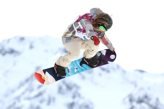 SOCHI, RUSSIA - FEBRUARY 09:  Jamie Anderson of the United States competes in the Women's Snowboard Slopestyle Finals during day two of the Sochi 2014 Winter Olympics at Rosa Khutor Extreme Park on February 9, 2014 in Sochi, Russia.  (Photo by Paul Gilham/Getty Images)