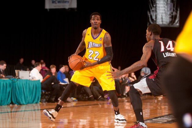RENO, NV - JANUARY 6:  Manny Harris #22 of the Los Angeles D-Fenders looks to pass against the Sioux Falls Skyforce during the 2014 NBA D-League Showcase on January 6, 2014 at the Reno Events Center in Reno, Nevada. NOTE TO USER: User expressly acknowledges and agrees that, by downloading and/or using this Photograph, user is consenting to the terms and conditions of the Getty Images License Agreement. Mandatory Copyright Notice: Copyright 2014 NBAE (Photo by David Calvert/NBAE via Getty Images)
