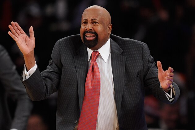 NEW YORK, NY - DECEMBER 16: New York Knicks head coach Mike Woodson directs his team during the second half against the Washington Wizards at Madison Square Garden on December 16, 2013 in New York City. NOTE TO USER: User expressly acknowledges and agrees that, by downloading and/or using this photograph, user is consenting to the terms and conditions of the Getty Images License Agreement. The Wizards defeat the Knicks 102-101. (Photo by Maddie Meyer/Getty Images) NEW YORK, NY - DECEMBER 16: New York Knicks head coach Mike Woodson directs his team during the second half against the Washington Wizards at Madison Square Garden on December 16, 2013 in New York City. NOTE TO USER: User expressly acknowledges and agrees that, by downloading and/or using this photograph, user is consenting to the terms and conditions of the Getty Images License Agreement. The Wizards defeat the Knicks 102-101. (Photo by Maddie Meyer/Getty Images)