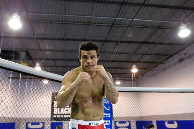 DELRAY BEACH, FL - SEPTEMBER 17:  Vitor Belfort conducts a workout at the Jaco Hybrid Training Center on September 17, 2012 in Delray Beach, Florida. Belfort will fight Jon Jones on September 22, 2012 at UFC 152 in Toronto, Canada.  (Photo by Chris Trotman/Getty Images)