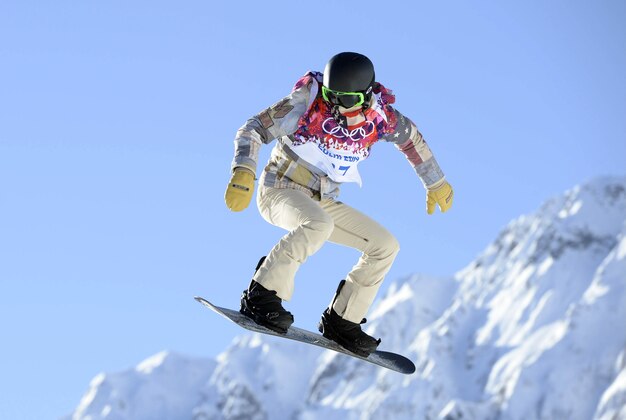 Feb 4, 2014; Sochi, Rosa Khutor, RUS; USA snowboarder Shaun White during a training session on the hill at the 2nd jump at Extreme Park. Mandatory Credit: Jack Gruber-USA TODAY Sports