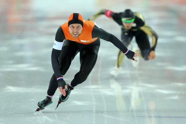 SOCHI, RUSSIA - FEBRUARY 10:  Michel Mulder of the Netherlands competes during the Men's 500 m Race 1 of 2 Speed Skating event during day 3 of the Sochi 2014 Winter Olympics at Adler Arena Skating Center on February 10, 2014 in Sochi, Russia.  (Photo by Quinn Rooney/Getty Images)