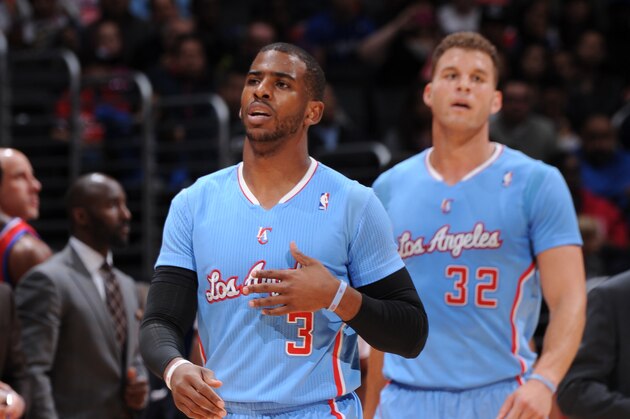 LOS ANGELES, CA - FEBRUARY 9: Chris Paul #3 and Blake Griffin #32 of the Los Angeles Clippers during a game against the Philadelphia 76ers at STAPLES Center on February 9, 2014 in Los Angeles, California. NOTE TO USER: User expressly acknowledges and agrees that, by downloading and/or using this Photograph, user is consenting to the terms and conditions of the Getty Images License Agreement. Mandatory Copyright Notice: Copyright 2014 NBAE (Photo by Andrew D. Bernstein/NBAE via Getty Images)