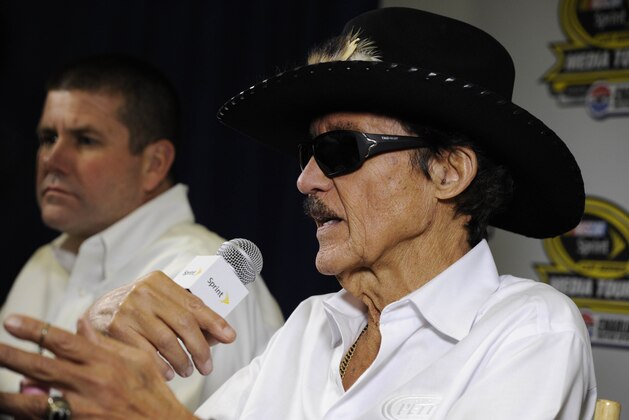 Jan 29, 2014; Charlotte, NC, USA; NASCAR Sprint Cup Series team owner Richard Petty addresses the media during the Sprint Media Tour at the Charlotte Convention Center. Mandatory Credit: Sam Sharpe-USA TODAY Sports