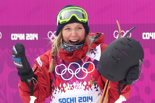 SOCHI, RUSSIA - FEBRUARY 11:  Dara Howell of Canada reacts to her score in the Freestyle Skiing Women's Ski Slopestyle Finals on day four of the Sochi 2014 Winter Olympics at Rosa Khutor Extreme Park on February 11, 2014 in Sochi, Russia.  (Photo by Mike Ehrmann/Getty Images)