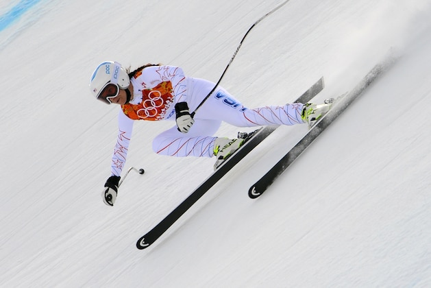 SOCHI, RUSSIA - FEBRUARY 10: (FRANCE OUT) Julia Mancuso of the USA competes during the Alpine Skiing Women's Super Combined at the Sochi 2014 Winter Olympic Games at Rosa Khutor Alpine Centre on February 10, 2014 in Sochi, Russia. (Photo by Alain Grosclaude/Agence Zoom/Getty Images)