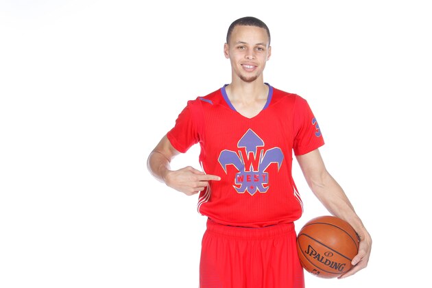 OAKLAND, CA - JANUARY 27: Stephen Curry #30 of the Golden State Warriors poses for a portrait in the 2014 All-Star Uniform being named a starter on January 27, 2014 at the Warriors Practice Facility in Oakland, California. NOTE TO USER: User expressly acknowledges and agrees that, by downloading and/or using this Photograph, User is consenting to the terms and conditions of the Getty Images License Agreement. Mandatory copyright notice: Copyright NBAE 2014(Photo by Rocky Widner/NBAE via Getty Images) OAKLAND, CA - JANUARY 27: Stephen Curry #30 of the Golden State Warriors poses for a portrait in the 2014 All-Star Uniform being named a starter on January 27, 2014 at the Warriors Practice Facility in Oakland, California. NOTE TO USER: User expressly acknowledges and agrees that, by downloading and/or using this Photograph, User is consenting to the terms and conditions of the Getty Images License Agreement. Mandatory copyright notice: Copyright NBAE 2014(Photo by Rocky Widner/NBAE via Getty Images)