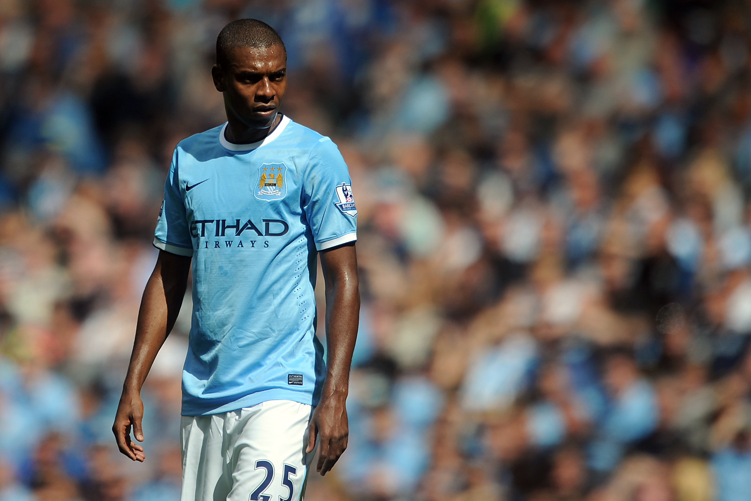 MANCHESTER, ENGLAND - AUGUST 31: Fernandinho of Manchester City looks on during the Barclays Premier League match between Manchester City and Hull City at the Etihad Stadium on August 31, 2013 in Manchester, England. (Photo by Chris Brunskill/Getty Images)
