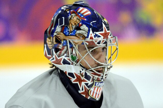 Feb 11, 2014; Sochi, RUSSIA; USA goalie Ryan Miller (39) during an ice hockey training session for the Sochi 2014 Olympic Winter Games at Bolshoy Training Rink. Mandatory Credit: Jayne Kamin-Oncea-USA TODAY Sports Feb 11, 2014; Sochi, RUSSIA; USA goalie Ryan Miller (39) during an ice hockey training session for the Sochi 2014 Olympic Winter Games at Bolshoy Training Rink. Mandatory Credit: Jayne Kamin-Oncea-USA TODAY Sports