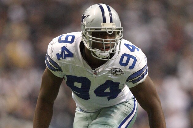 IRVING, TX - DECEMBER 20:  DeMarcus Ware #94 of the Dallas Cowboys lines up on the right side of the defense during their NFL game against the Baltimore Ravens at Texas Stadium on December 20, 2008 in Irving, Texas. The Ravens defeated the Cowboys 33-24. (Photo by Ronald Martinez/Getty Images)