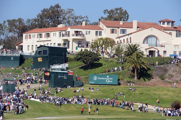 PACIFIC PALISADES, CA - FEBRUARY 17: General view of the 10th tee and clubhouse during the final round of the Northern Trust Open at the Riviera Country Club on February 17, 2013 in Pacific Palisades, California.  (Photo by Harry How/Getty Images)