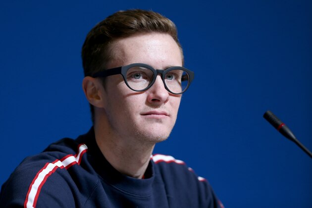SOCHI, RUSSIA - FEBRUARY 11:  Jeremy Abbott of the United States attends a Team USA press conference during Day 4 of the Sochi 2014 Winter Olympics at the Main Press Center (MPC) on February 11, 2014 in Sochi, Russia.  (Photo by Matthew Stockman/Getty Images)
