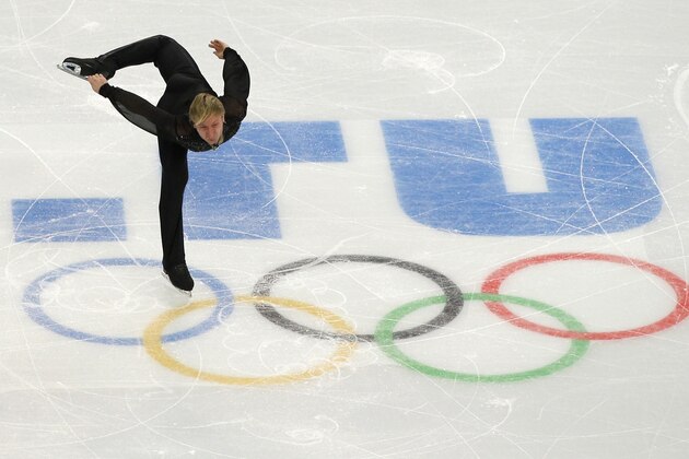 Evgeni Plushenko of Russia competes in the men's team free skate figure skating competition at the Iceberg Skating Palace during the 2014 Winter Olympics, Sunday, Feb. 9, 2014, in Sochi, Russia. (AP Photo/Vadim Ghirda)