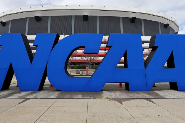 ATLANTA, GA - APRIL 05:  A detail of giant NCAA logo is seen outside of the stadium on the practice day prior to the NCAA Men's Final Four at the Georgia Dome on April 5, 2013 in Atlanta, Georgia.  (Photo by Streeter Lecka/Getty Images)
