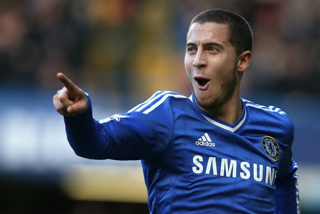 Chelsea's Eden Hazard celebrates after scoring the opening goal against lNewcastle during their English Premier League soccer match between Chelsea and Newcastle United in London Saturday, Feb. 8, 2014. (AP Photo/Alastair Grant) Chelsea's Eden Hazard celebrates after scoring the opening goal against lNewcastle during their English Premier League soccer match between Chelsea and Newcastle United in London Saturday, Feb. 8, 2014. (AP Photo/Alastair Grant)