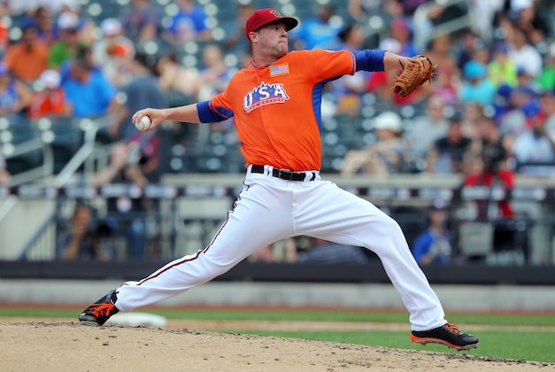 Jul 14, 2013; Flushing , NY, USA; USA pitcher Archie Bradley throws a pitch in the 3rd inning of the 2013 All Star Futures Game at Citi Field. Mandatory Credit: Brad Penner-USA TODAY Sports