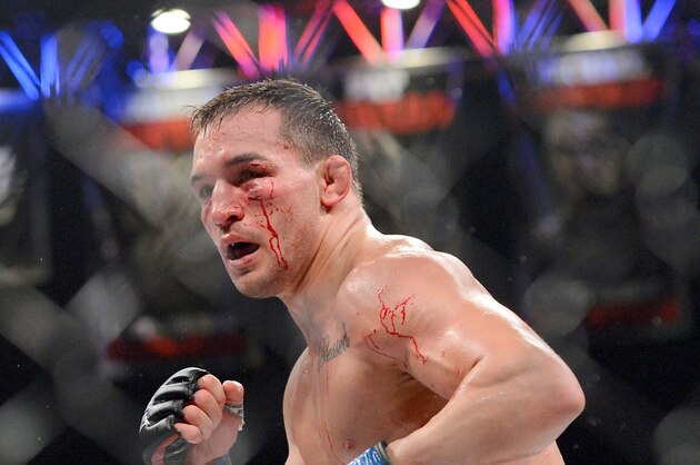 Nov 2, 2013; Long Beach, CA, USA;   Michael Chandler during his Bellator lightweight world championship fight against Eddie Alvarez (not pictured ) at the Long Beach Arena. Alvarez won the fight. Mandatory Credit: Jayne Kamin-Oncea-USA TODAY Sports