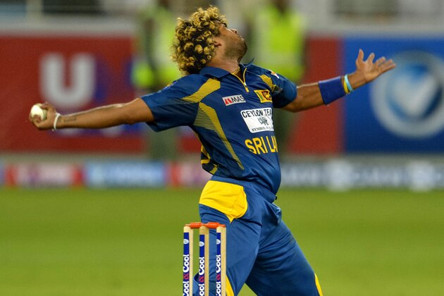 Sri Lanka bowler Lasith malinga, during the first T20 cricket match between Pakistan and Sri Lanka, at the DSC Cricket Stadium Dubai, United Arab Emirates, Wednesday, Dec. 11, 2013 (AP Photo/Ineke zondag)