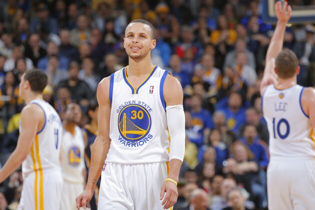 OAKLAND, CA - JANUARY 20: Stephen Curry #30 of the Golden State Warriors in a game against the Indiana Pacers on January 20, 2014 at Oracle Arena in Oakland, California. NOTE TO USER: User expressly acknowledges and agrees that, by downloading and or using this photograph, user is consenting to the terms and conditions of Getty Images License Agreement. Mandatory Copyright Notice: Copyright 2013 NBAE (Photo by Rocky Widner/NBAE via Getty Images) OAKLAND, CA - JANUARY 20: Stephen Curry #30 of the Golden State Warriors in a game against the Indiana Pacers on January 20, 2014 at Oracle Arena in Oakland, California. NOTE TO USER: User expressly acknowledges and agrees that, by downloading and or using this photograph, user is consenting to the terms and conditions of Getty Images License Agreement. Mandatory Copyright Notice: Copyright 2013 NBAE (Photo by Rocky Widner/NBAE via Getty Images)