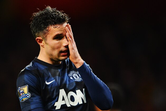 LONDON, ENGLAND - FEBRUARY 12:  Robin van Persie of Manchester United reacts during the Barclays Premier League match between Arsenal and Manchester United at the Emirates Stadium on February 12, 2014 in London, England.  (Photo by Michael Regan/Getty Images)