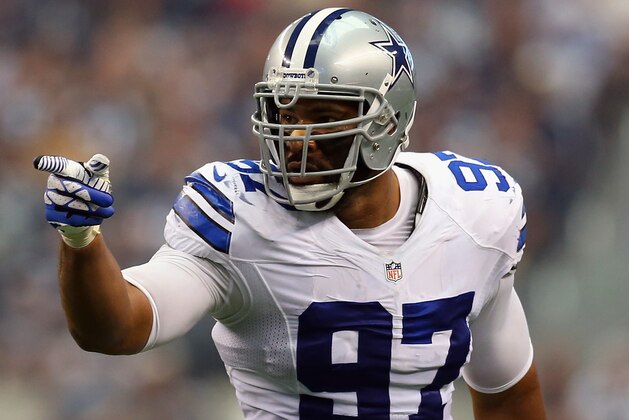 ARLINGTON, TX - SEPTEMBER 22:  Jason Hatcher #97 of the Dallas Cowboys at AT&T Stadium on September 22, 2013 in Arlington, Texas.  (Photo by Ronald Martinez/Getty Images)
