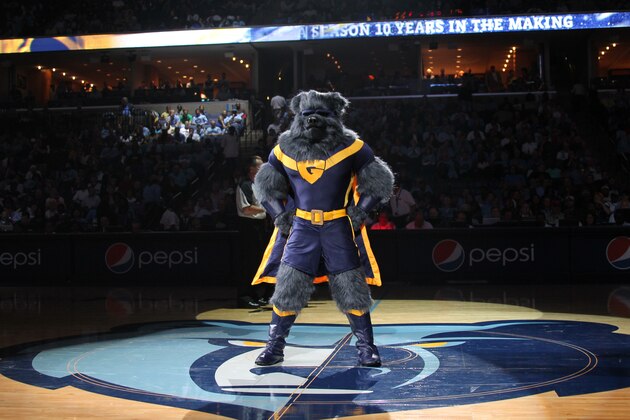MEMPHIS, TN - OCTOBER 27: The Memphis Grizzlies Super Grizz is unvealed during a game between the Atlanta Hawks and the Memphis Grizzlies on October 27, 2010 at the FedExForum in Memphis, Tennessee.  NOTE TO USER: User expressly acknowledges and agrees that, by downloading and or using this photograph, User is consenting to the terms and conditions of the Getty Images License Agreement. Mandatory Copyright Notice: Copyright 2010 NBAE  (Photo by Joe Murphy/NBAE via Getty Images)