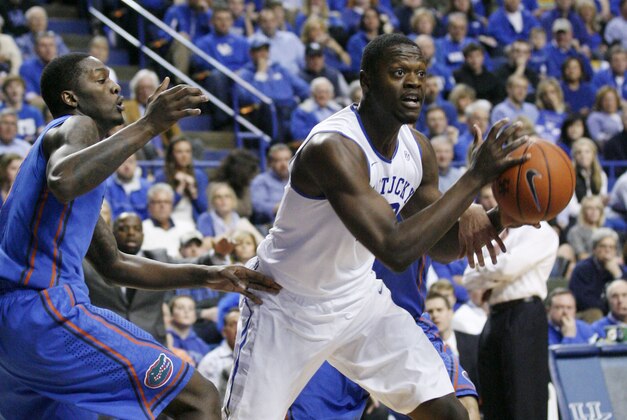 Feb 15, 2014; Lexington, KY, USA; Kentucky Wildcats forward Julius Randle (30) passes the ball against the Florida Gators at Rupp Arena. Mandatory Credit: Mark Zerof-USA TODAY Sports