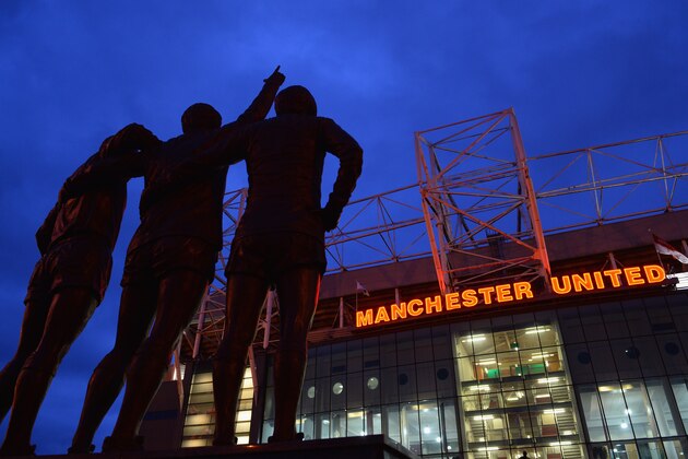 MANCHESTER, ENGLAND - JANUARY 28:  General View of the statues of Denis Law, George Best and Bobby Charlton prior to the Barclays Premier League match between Manchester United and Cardiff City at Old Trafford on January 28, 2014 in Manchester, England.  (Photo by Michael Regan/Getty Images)
