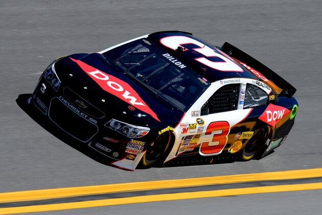 DAYTONA BEACH, FL - FEBRUARY 15:  Austin Dillon, driver of the #3 DOW Chevrolet, practices for the NASCAR Sprint Cup Series Daytona 500 at Daytona International Speedway on February 15, 2014 in Daytona Beach, Florida.  (Photo by Robert Laberge/Getty Images)