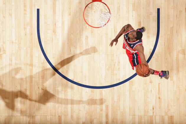 NEW ORLEANS, LA - FEBRUARY 15: John Wall during the Sprite Slam Dunk Contest on State Farm All-Star Saturday Night as part of the 2014 All-Star Weekend at Smoothie King Center on February 15, 2014 in New Orleans, Louisiana. NOTE TO USER: User expressly acknowledges and agrees that, by downloading and/or using this photograph, user is consenting to the terms and conditions of the Getty Images License Agreement.  Mandatory Copyright Notice: Copyright 2014 NBAE (Photo by Nathaniel S. Butler/NBAE via Getty Images)