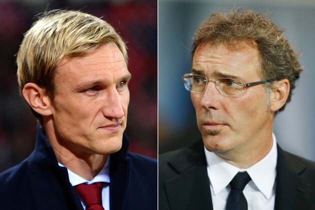 FILE PHOTO - EDITORS NOTE: COMPOSITE OF TWO IMAGES - Image Numbers 452277247 (L) and 187012956) In this composite image a comparison has been made between Head Coach Sami Hyypia of Bayer Leverkusen  (L) and PSG manager Laurent Blanc. Bayer 04 Leverkusen and Paris Saint Germain meet in the UEFA Champions League Round of 16 match 1st leg on February 18,2014 with the 2nd leg on March 12 ,2014.  ***LEFT IMAGE*** LEVERKUSEN, GERMANY - NOVEMBER 27: Head Coach Sami Hyypia of Bayer Leverkusen walks pitchside ahead of the UEFA Champions League Group A match between Bayer Leverkusen and Manchester United at BayArena on November 27, 2013 in Leverkusen, Germany. (Photo by Dennis Grombkowski/Bongarts/Getty Images) ***RIGHT IMAGE***  PARIS, FRANCE - NOVEMBER 05: PSG manager Laurent Blanc looks on prior to the UEFA Champions League Group C match between Paris Saint Germain and RSC Anderlecht at Parc des Princes on November 5, 2013 in Paris, France. (Photo by Harry Engels/Getty Images)
