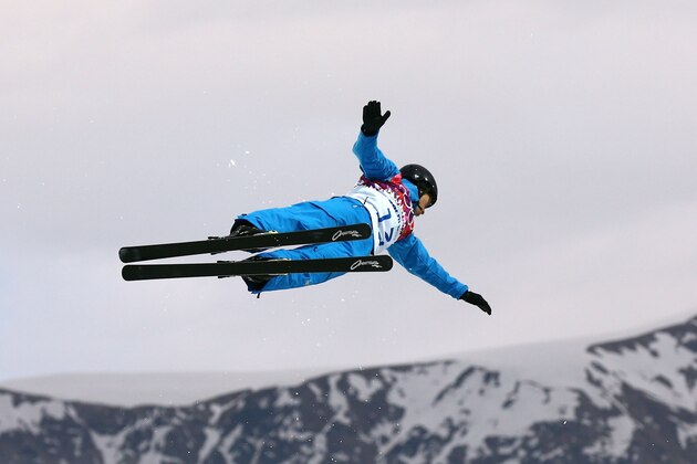 SOCHI, RUSSIA - FEBRUARY 17:  Dmitri Dashinski of Belarus competes in the Freestyle Skiing Men's Aerials Qualification on day ten of the 2014 Winter Olympics at Rosa Khutor Extreme Park on February 17, 2014 in Sochi, Russia.  (Photo by Cameron Spencer/Getty Images)