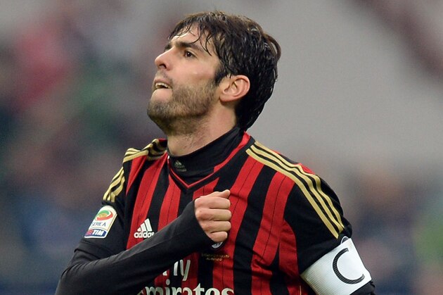MILAN, ITALY - JANUARY 06:  Kaka of AC Milan celebrates his second goal during the Serie A match between AC Milan and Atalanta BC at San Siro Stadium on January 6, 2014 in Milan, Italy.  (Photo by Claudio Villa/Getty Images)