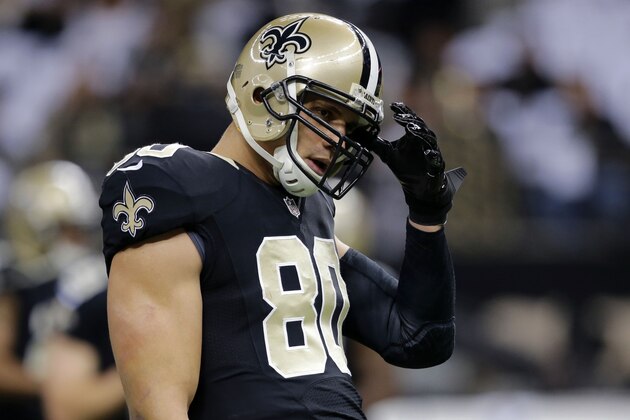 New Orleans Saints tight end Jimmy Graham (80) warms up before an NFL football game against the Carolina Panthers in New Orleans, Sunday, Dec. 8, 2013. (AP Photo/Bill Haber) New Orleans Saints tight end Jimmy Graham (80) warms up before an NFL football game against the Carolina Panthers in New Orleans, Sunday, Dec. 8, 2013. (AP Photo/Bill Haber)