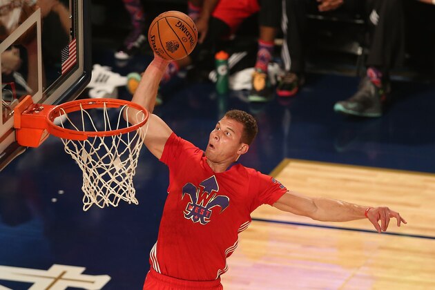NEW ORLEANS, LA - FEBRUARY 16:  Western Conference Blake Griffin #32 of the Los Angeles Clippers slam dunks the ball against the Eastern Conference during 2014 NBA All-Star game at the Smoothie King Center on February 16, 2014 in New Orleans, Louisiana. The East defeated the West 163-155.  NOTE TO USER: User expressly acknowledges and agrees that, by downloading and or using this photograph, User is consenting to the terms and conditions of the Getty Images License Agreement.  (Photo by Christian Petersen/Getty Images)