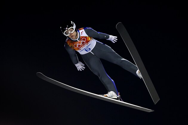 SOCHI, RUSSIA - FEBRUARY 11:  Lindsey Van of the United States competes during the Ladies' Normal Hill Individual trial on day 4 of the Sochi 2014 Winter Olympics at the RusSki Gorki Ski Jumping Center on February 11, 2014 in Sochi, Russia.  (Photo by Ezra Shaw/Getty Images)