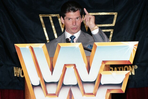 World Wrestling Federation owner Vince McMahon is shown at a news conference in New York City on July 16, 1991.  McMahon admits to having used steroids that he received from Dr. George T. Zahorian III, who was convicted last month of illegally selling the body building drug.  McMahon made the announcement to answer allegations that the WWF is rife with steroid use.  (AP Photo/Richard Drew)