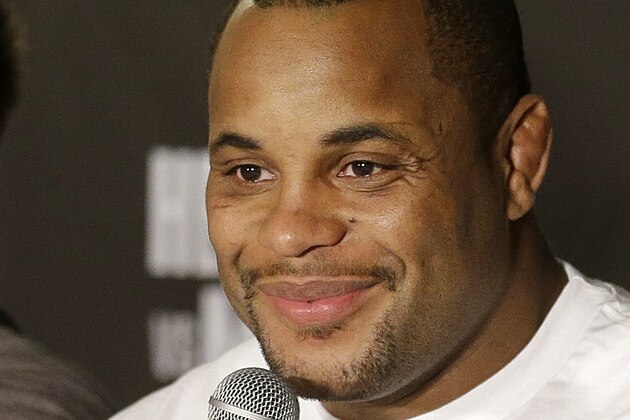 Daniel Cormier speaks at a news conference after beating Frank Mir in a UFC heavyweight mixed martial arts fight in San Jose, Calif., Saturday, April 20, 2013. (AP Photo/Thomas Mendoza)
