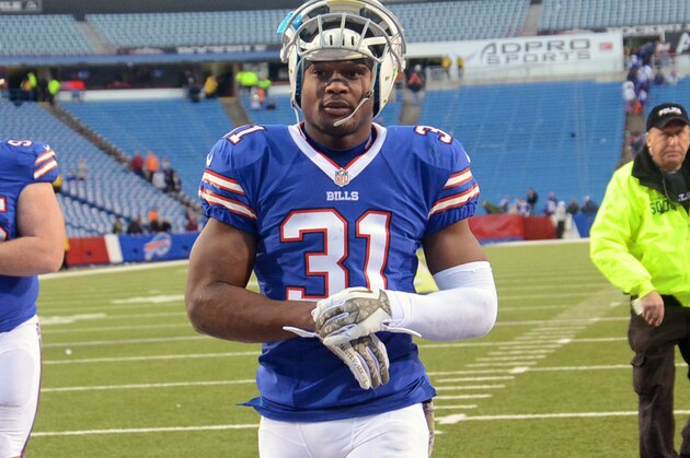 Buffalo Bills free safety Jairus Byrd (31) walks off the field after an NFL football game against the New York Jets on Sunday, Nov. 17, 2013, in Orchard Park, N.Y. Buffalo won 37-14. (AP Photo/Heather Ainsworth)