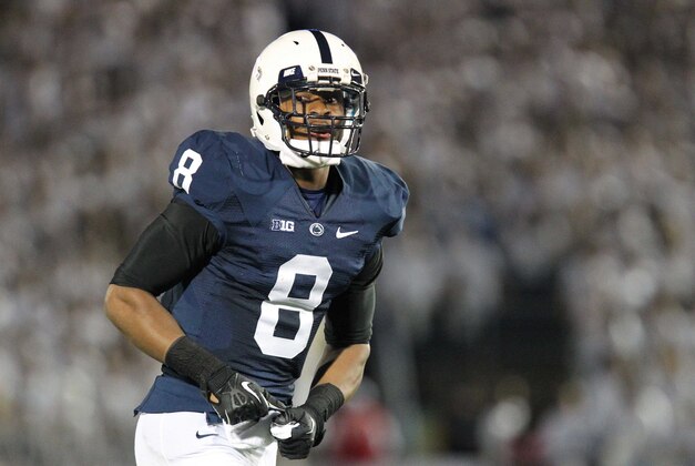 Oct 12, 2013; University Park, PA, USA; Penn State Nittany Lions wide receiver Allen Robinson (8) during the fourth quarter against the Michigan Wolverines at Beaver Stadium. Penn State defeated Michigan 43-40 in overtime. Mandatory Credit: Matthew O'Haren-USA TODAY Sports