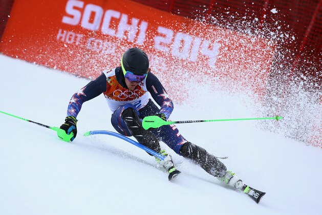 SOCHI, RUSSIA - FEBRUARY 14:  Ted Ligety of the United States competes during the Alpine Skiing Men's Super Combined Downhill on day 7 of the Sochi 2014 Winter Olympics at Rosa Khutor Alpine Center on February 14, 2014 in Sochi, Russia.  (Photo by Doug Pensinger/Getty Images)