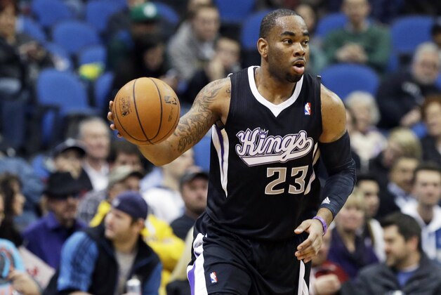 Sacramento Kings' Marcus Thornton plays against the Minnesota Timberwolves in the first quarter of an NBA basketball game, Wednesday, Jan. 15, 2014, in Minneapolis. (AP Photo/Jim Mone)