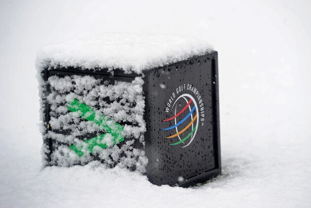 MARANA, AZ - FEBRUARY 20:  A detail of a tee box marker covered with snow as play was suspended during the first round of the World Golf Championships - Accenture Match Play at the Golf Club at Dove Mountain on February 20, 2013 in Marana, Arizona.  (Photo by Stuart Franklin/Getty Images)