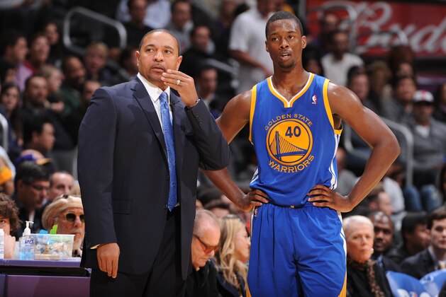LOS ANGELES, CA - NOVEMBER 22: Mark Jackson of the Golden State Warriors and Harrison Barnes #40 of the Golden State Warriors during a game against the Los Angeles Lakers on November 22, 2013 at STAPLES Center in Los Angeles, California. NOTE TO USER: User expressly acknowledges and agrees that, by downloading and/or using this Photograph, user is consenting to the terms and conditions of the Getty Images License Agreement. Mandatory Copyright Notice: Copyright 2013 NBAE (Photo by Andrew D. Bernstein/NBAE via Getty Images)