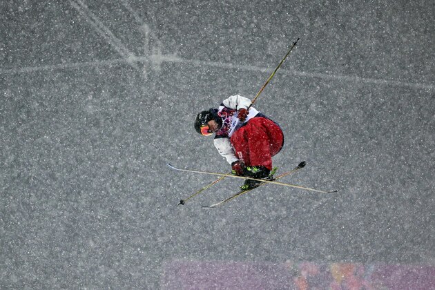 Gold medalist David Wise of the United States gets air during the men's ski halfpipe final at the Rosa Khutor Extreme Park, at the 2014 Winter Olympics, Tuesday, Feb. 18, 2014, in Krasnaya Polyana, Russia. (AP Photo/Andy Wong)