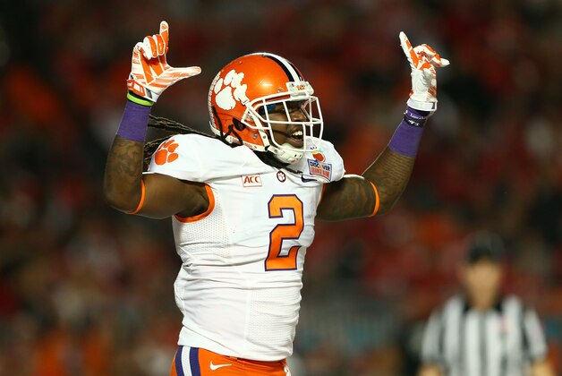 MIAMI GARDENS, FL - JANUARY 03: Sammy Watkins #2 of the Clemson Tigers celebrates a touchdown in the first quarter against the Ohio State Buckeyes during the Discover Orange Bowl at Sun Life Stadium on January 3, 2014 in Miami Gardens, Florida. (Photo by Streeter Lecka/Getty Images) MIAMI GARDENS, FL - JANUARY 03: Sammy Watkins #2 of the Clemson Tigers celebrates a touchdown in the first quarter against the Ohio State Buckeyes during the Discover Orange Bowl at Sun Life Stadium on January 3, 2014 in Miami Gardens, Florida. (Photo by Streeter Lecka/Getty Images)